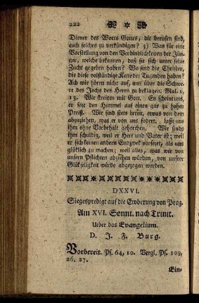 DXXVI. Siegespredigt auf die Eroberung von Prag. Am XVI. Sonnt. nach Trinit. Ueber das Evangelium.