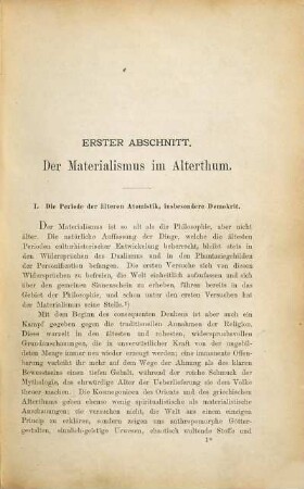 Geschichte des Materialismus und Kritik seiner Bedeutung in der Gegenwart, 1. Geschichte des Materialismus bis auf Kant