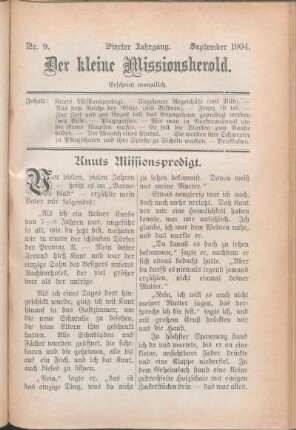 Nr. 9. Vierter Jahrgang. September 1904.