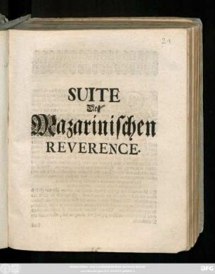Suite Des Mazarinischen Reverence