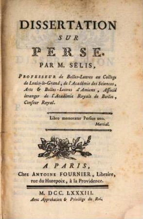 Dissertation sur Perse