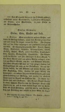Fünfter Abschnitt. Steine, Erde, Wasser und Luft