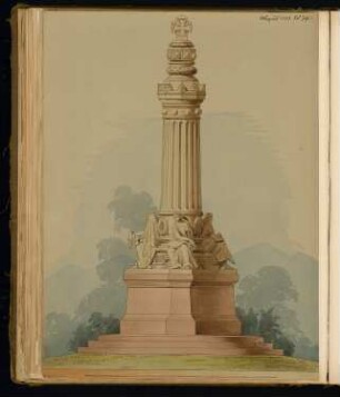 Gefallenendenkmal, Mühlhausen Monatskonkurrenz August 1878: Aufriss Rückansicht; Maßstabsleiste