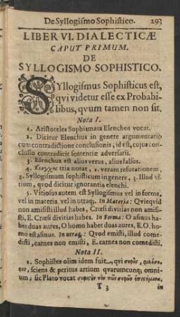 Caput Primum. De Syllogismo Sophistico.