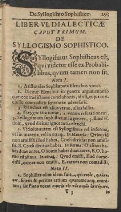 Caput Primum. De Syllogismo Sophistico.