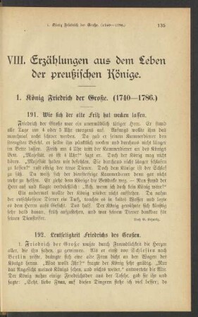 VIII. Erzählungen aus dem Leben der preußischen Könige