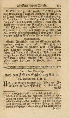 Am ersten Sonntage nach dem Fest der Erscheinung Christi