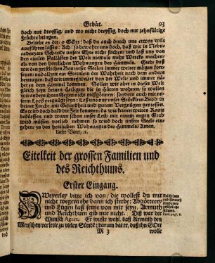 93-110, Eitelkeit der grossen Familien und des Reichthums