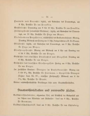 14-16, Staatswissenschaften und verwandte Fächer