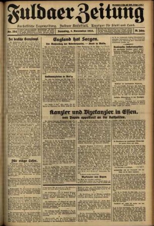 Ausgabe vom Samstag, den 04. November 1933.
