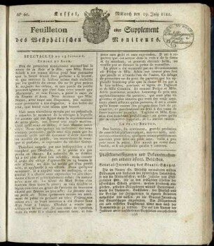 No. 61, Mittwoch den 29. July 1812