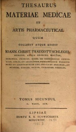Thesaurus Materiae Medicae Et Artis Pharmaceuticae. 2