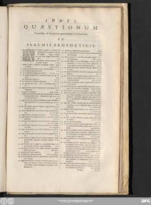 Index Quaestionum Variarum, & Locorum quorundam Communium, Ex Psalmis Propheticis.