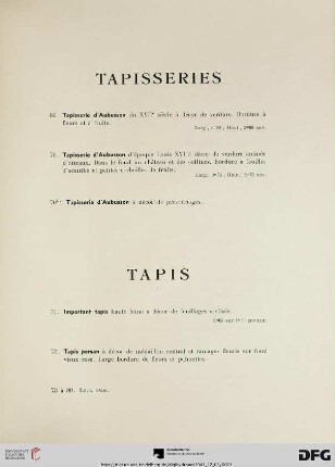 Tapisseries (Nr. 69-70)