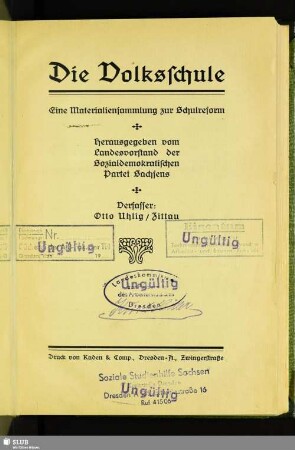 Die Volksschule : eine Materialiensammlung zur Schulreform