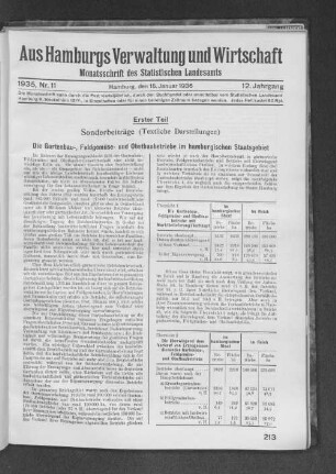 Die Gartenbau-, Feldgemüse- und Obstanbaubetriebe im hamburgischen Staatsgebiet