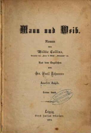 Mann und Weib : Roman, 3. Band