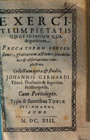 Exercitium pietatis quotidianum quadripartitum