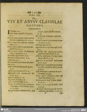 Cap. III. De Usu Et Abusu Clausulae Salutaris