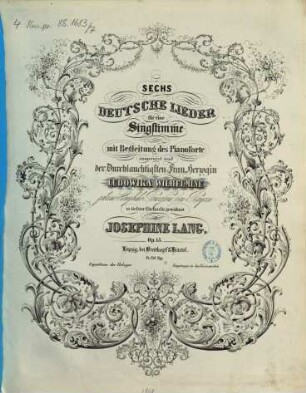 Sechs deutsche Lieder : für e. Singst. mit Begl. d. Pianoforte ; op. 15