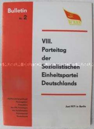 Dokumentation zum VIII. Parteitag der SED mit Begrüßungsansprachen ausländischer Gäste