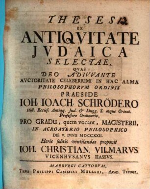 Theses ex antiquitate Iudaica selectae
