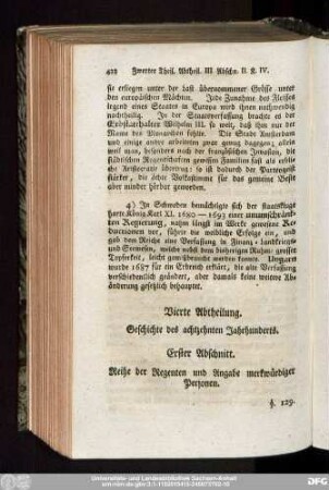 Vierte Abtheilung. Geschichte des achtezhnten Jahrhunderts.