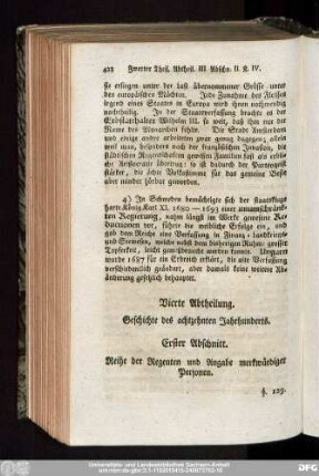 Vierte Abtheilung. Geschichte des achtezhnten Jahrhunderts.