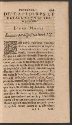 De Lapidibus Et Metallis, Quae in Terra generantur. Liber Nonus.
