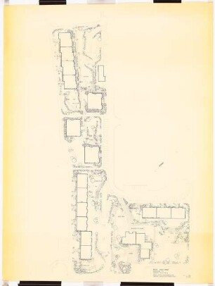 Neue Stadt Köln-Chorweiler: Lageplan mit Gartenplan 1:250, Baubezirk 1/3, Objekte 15, 16,17, 18 und 19