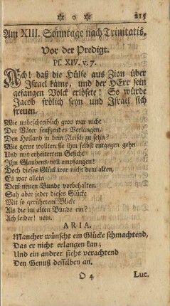 Am XIII. Sonntage nach Trinitatis