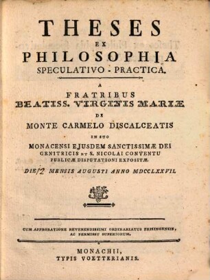 Theses ex philosophia speculativo-practica