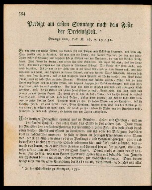 Predigt am ersten Sonntage nach dem Feste der Dreieinigkeit