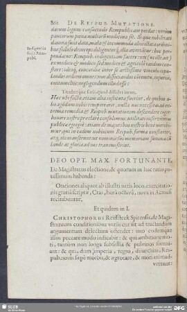 Deo Opt. Max. Fortunante, De Magistratus electione