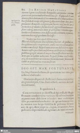 Deo Opt. Max. Fortunante, De Magistratus electione