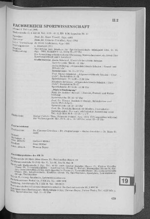 Fachbereich Sportwissenschaft