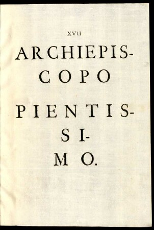 Archiepiscopo Pientissimo.