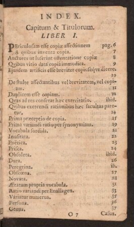 Index. Capitum & Titulorum. Liber I.