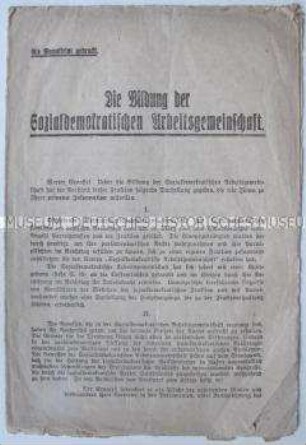 Sonderdruck zur Bildung der Sozialdemokratischen Arbeitsgemeinschaft um Hugo Haase