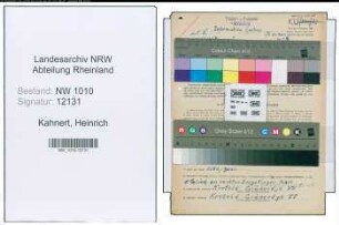 Entnazifizierung Heinrich Kahnert , geb. 27.08.1905 (Buehnenmeister)