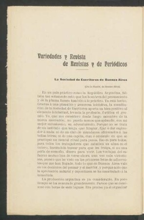 Variedades y revista de revistas y de periódicos