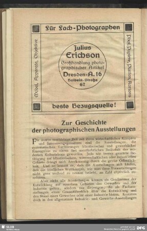 Zur Geschichte der photographischen Ausstellungen