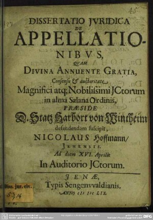Dissertatio Juridica De Appellationibus