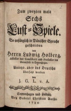 Zum zweyten male Sechs Lust-Spiele