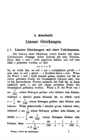 I. Abschnitt. Lineare Gleichungen.