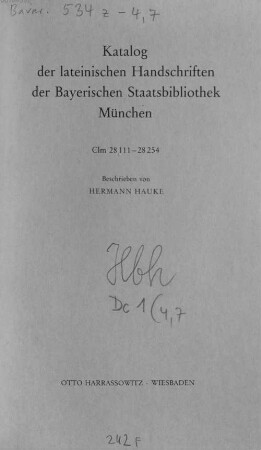 Katalog der lateinischen Handschriften der Bayerischen Staatsbibliothek München. 2,7, Clm 28111 - 28254