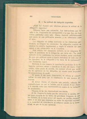 X. - La actitud del delegado argentino