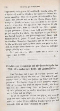 110-112 Einladung zur Subscription auf die Sammelausgabe der Wilh. Redenbacher'schen Volks- und Jugendschriften