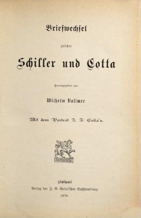 Briefwechsel zwischen Schiller und Cotta