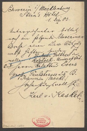 Brief an B. Schott's Söhne : 01.12.1903